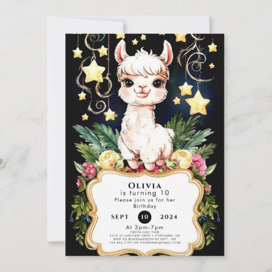 Boho Fiesta Llama Verjaardag Kaart (Voorkant)