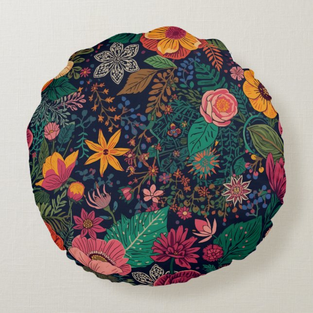 Boho Fiesta Papel Picado Fusie Rond Kussen (Achterkant)