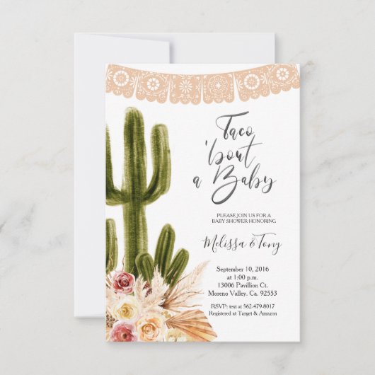 Boho Fiesta Taco 'bout Love BABY Shower Uitnodigin Kaart (Voorkant)