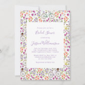 Boho-fiets bloemschrift chic bruidsdouche kaart (Voorkant)