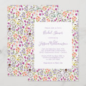 Boho-fiets bloemschrift chic bruidsdouche kaart (Voorkant / Achterkant)