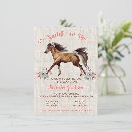 Boho Filly Horse Baby shower Kaart (Staand voorkant)