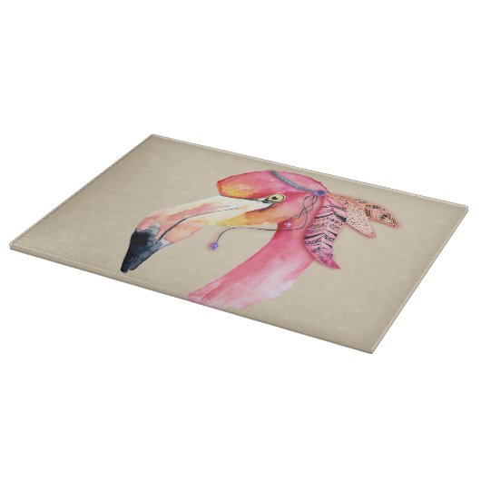 Boho Fiona Flamingo Glas Snijplank (Hoek)