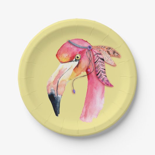 Boho Fiona Flamingo Paper Borden Papieren Bordje (Voorkant)