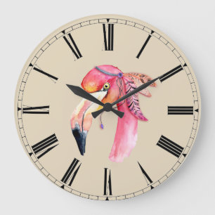 Boho Fiona Flamingo Wall klok