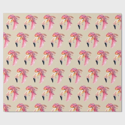 Boho Fiona Flamingo Wrapping Paper Cadeaupapier (Vlak)