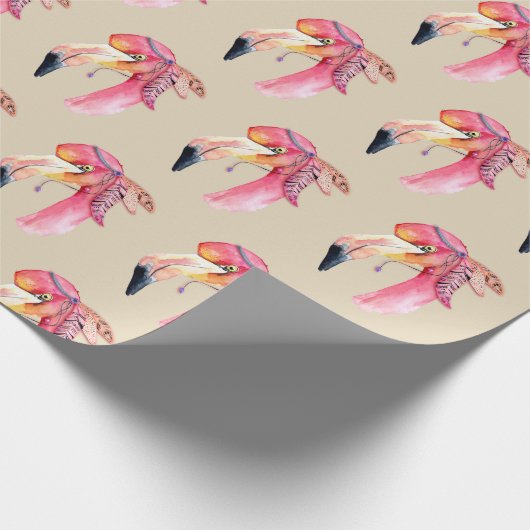Boho Fiona Flamingo Wrapping Paper Cadeaupapier (Hoek)