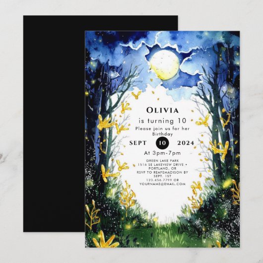 Boho Firefly Woodland Verjaardag Kaart (Voorkant / Achterkant)