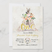 Boho First Birthday Invitation Kaart (Voorkant)