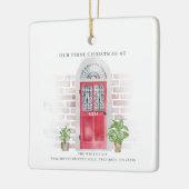 Boho First Kerstmis Nieuwe Portret Rode Deuren Gra Keramisch Ornament (Links)