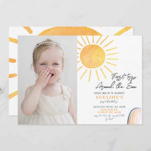 Boho first reis rond de foto van de eerste zondag kaart (Voorkant / Achterkant)