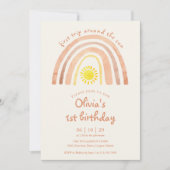Boho First Trip Around Sun Rainbow 1st Birthday Kaart (Voorkant)