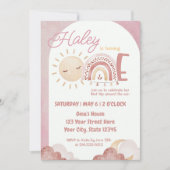 Boho First Trip omheen de Sun 1st Birthday Party Kaart (Voorkant)