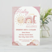 Boho First Trip omheen de Sun 1st Birthday Party Kaart (Staand voorkant)