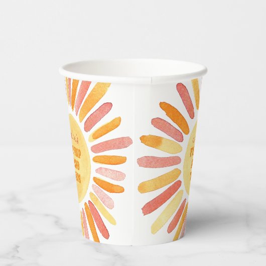 Boho First Trip omheen de Sun 1st Birthday Party Papieren Bekers (Rechts)