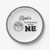 Boho First Trip omheen de Sun 1st Birthday Party Papieren Bordje (Voorkant)