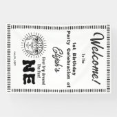 Boho First Trip omheen de Sun 1st Birthday Party Spandoek (Horizontaal)