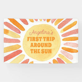 Boho First Trip omheen de Sun 1st Birthday Party Spandoek