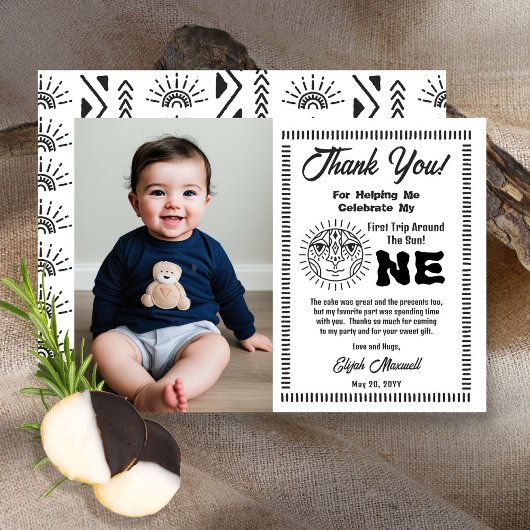 Boho First Trip omheen Sun Birthday Dank je Bedankkaart