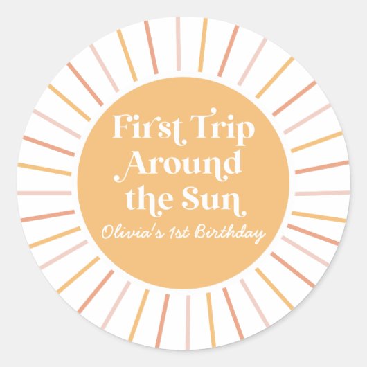 Boho First Trip rondom de Eerste verjaardag van de Ronde Sticker (Voorkant)