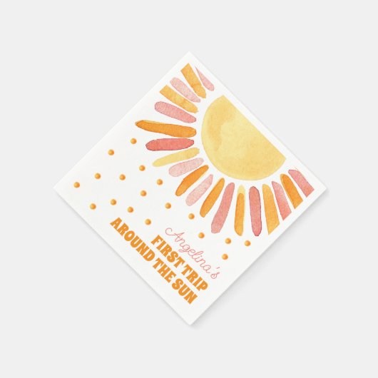 Boho First Trip rondom de Sun Birthday Waterverf Servet (Hoek)