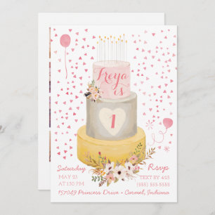 Boho First Year Photo Collage Birthday Invitation Kaart