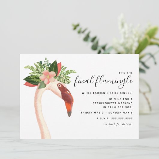 Boho Flamingo Bachelorette Weekend Kaart (Staand voorkant)