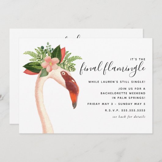 Boho Flamingo Bachelorette Weekend Kaart (Voorkant / Achterkant)