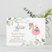 Boho Flamingo Bladeren Baby Shower Uitnodiging (Staand voorkant)