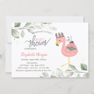 Boho Flamingo Leaves Baby shower Invitation Kaart