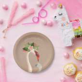 Boho Flamingo Mama + Chick Baby shower Bruin Papieren Bordje (Feest)