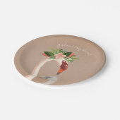 Boho Flamingo Mama + Chick Baby shower Bruin Papieren Bordje (Gekanteld)