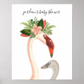 Boho Flamingo Mama + Chick Baby shower Poster (Voorkant)