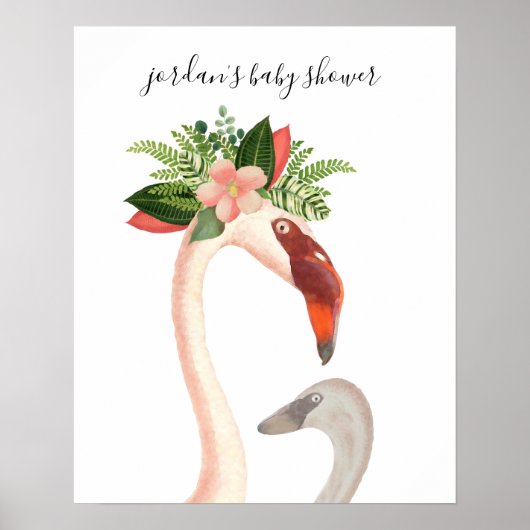 Boho Flamingo Mama + Chick Baby shower Poster (Voorkant)