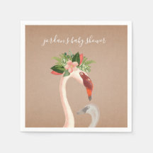 Boho Flamingo Mama + Chick Baby shower servetten