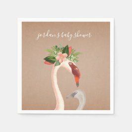 Boho Flamingo Mama + Chick Baby shower servetten