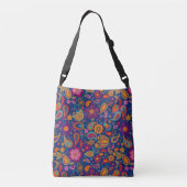 Boho Flamingo Paisley Schoudertas in saffier Crossbody Tas (Achterkant)