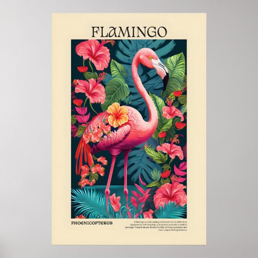 Boho Flamingo Print Tropische Vogel Muurkunst (Voorkant)