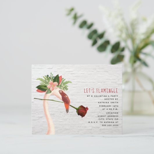 Boho Flamingo Roos Valentijnse partij Kaart (Staand voorkant)