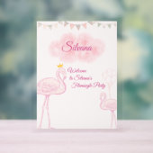 Boho Flamingo Verjaardagsuitnodiging, Whimsical Pr Acryl Bord (Neutraal)