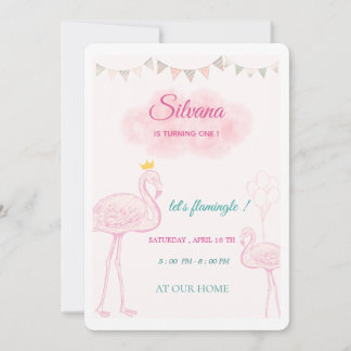 Boho Flamingo Verjaardagsuitnodiging, Whimsical Pr Kaart