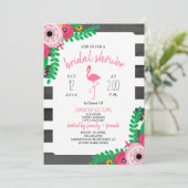 Boho Flamingo Vrijgezellenfeest - Roze + Zwart Kaart (Staand voorkant)