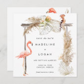 Boho Flamingo Wedding Arch Save the Date Aankondiging (Voorkant / Achterkant)