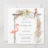 Boho Flamingo Wedding Arch Save the Date Aankondiging (Voorkant)