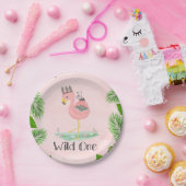 Boho Flamingo Wild One Birthday Party Papieren Bordje (Feest)