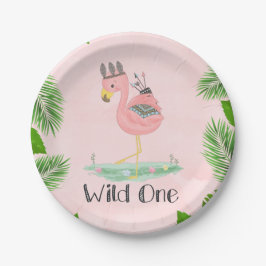 Boho Flamingo Wild One Birthday Party Papieren Bordje