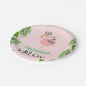 Boho Flamingo Wild One Birthday Party Papieren Bordje (Gekanteld)