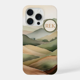 Boho Flat Landscape iPhone Case in Earthy Tone iPhone 15 Pro Case