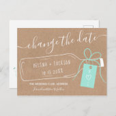 Boho fles message kraft script verandering datum aankondigingskaart (Voorkant / Achterkant)