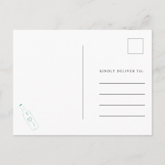 Boho fles message kraft script verandering datum aankondigingskaart (Achterkant)